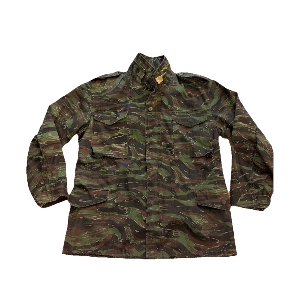 Cold Weather Field Tiger Stripe Military Camo Jacket Small Reg W/hood No Liner